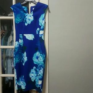 Calvin klein royal blue floral midi dress